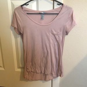 H&M, XS, blush basic pocket tee
